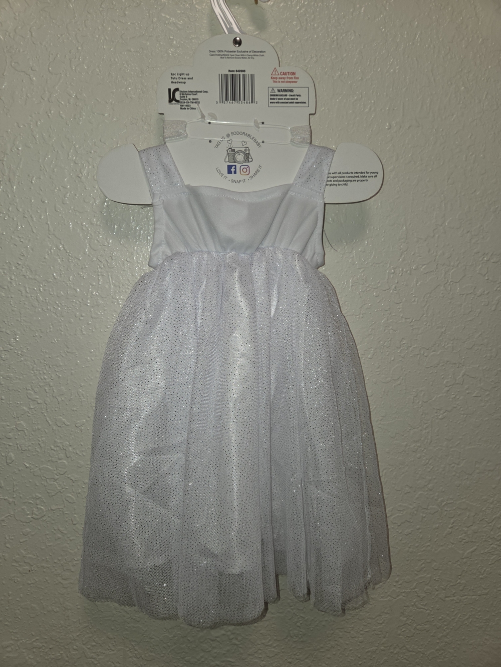 Baby White Sparkle Light Up Ghost Dress With Tutu  And  Headband - Picture 5 of 5